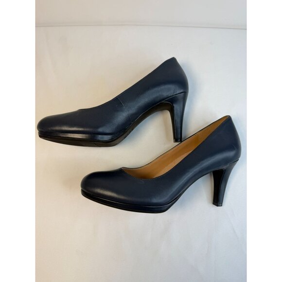 Naturalizer Michelle Pump Womens Size 8M Navy Blue Leather Slip On Comfort Heel - Picture 6 of 13